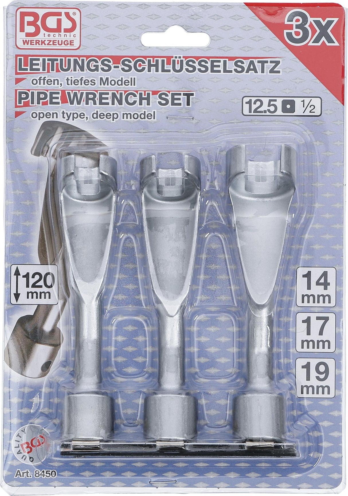Raktų dyzelinio kuro vamzdelių sujungimams rinkinys | 12,5 mm (1/2") | 14 - 17 - 19 mm (8450)