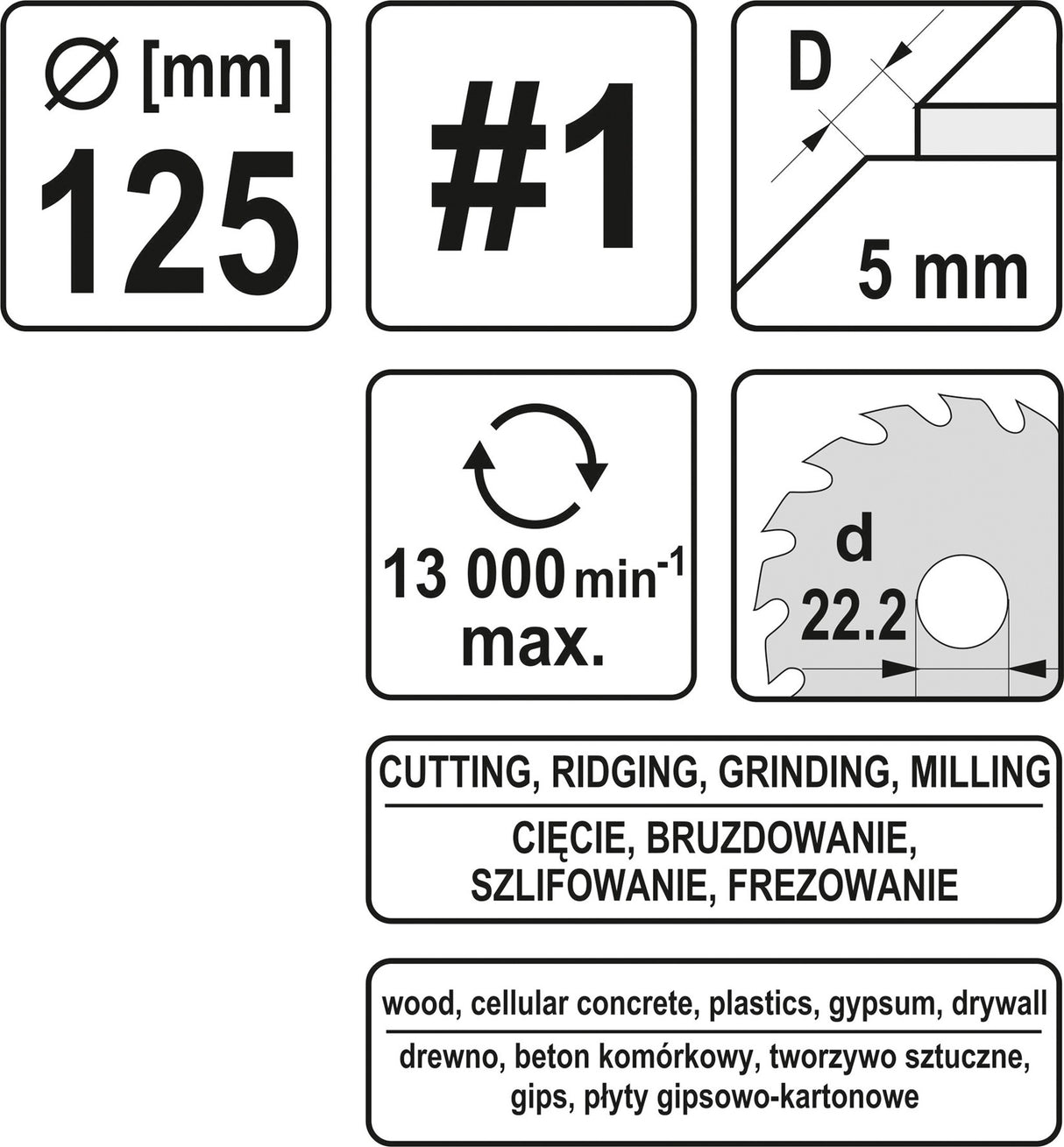 Диск / фреза по дереву 125 mm, No1