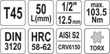 Antgalis įpresuotas į galvutę 1/2", T45 x 55 mm (YT-04315)