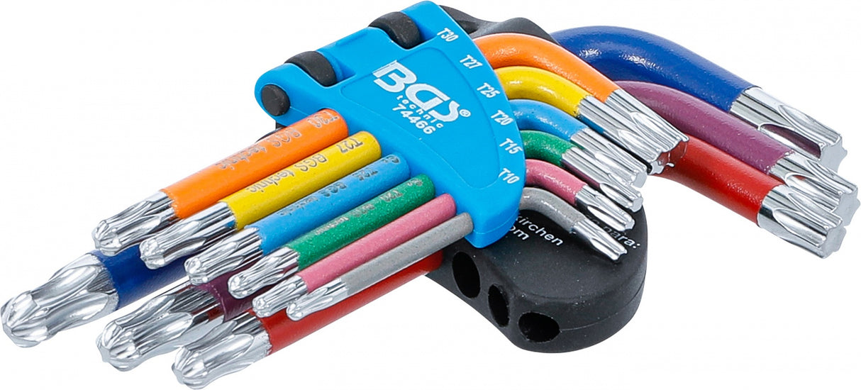 L-TYPE WRENCH SET | MULTICOLOUR | SHORT | T-STAR (FOR TORX) WITH BALL HEAD T10 - T50 | 9 PCS. (74466)