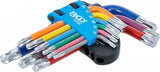 L-TYPE WRENCH SET | MULTICOLOUR | SHORT | T-STAR (FOR TORX) WITH BALL HEAD T10 - T50 | 9 PCS. (74466)