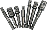 8PCS SOCKET ADAPTER HEX SHA 1/4, 3/8,1/2 (YT-04639)
