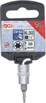 Antgalis įpresuotas į galvutę | 6.3 mm (1/4") | T-Star (Torx) T8 (2589)