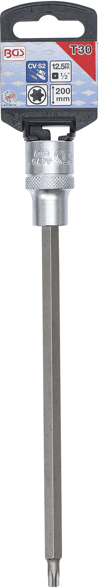 Antgalis įpresuotas į galvutę | ilgis 200 mm | 12,5 mm (1/2") T-Star (Torx) T30 (4479)