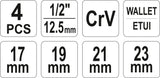 Kryžminis raktas sudedamas | 17x19x21x23mm galvutėmis (YT-08035)