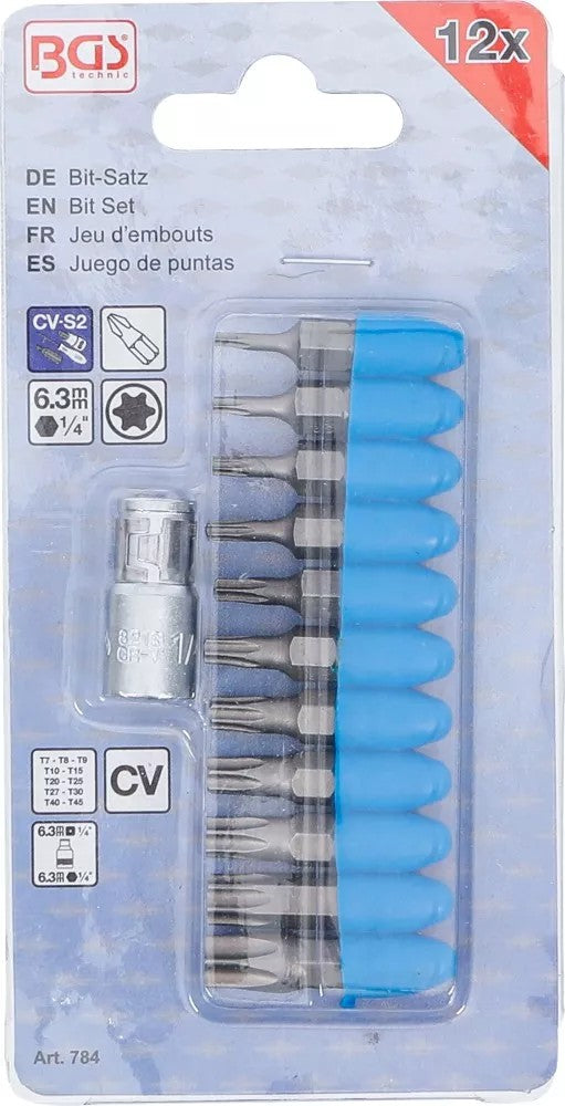 Antgalių rinkinys | 6.3 mm (1/4") | T-star (Torx) | 11 vnt. (784)