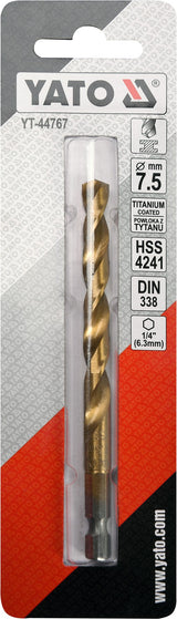 Сверло по металлу с шестигранным хвостовиком 6.3 mm (1/4") HSS-TiN | 7.5 mm