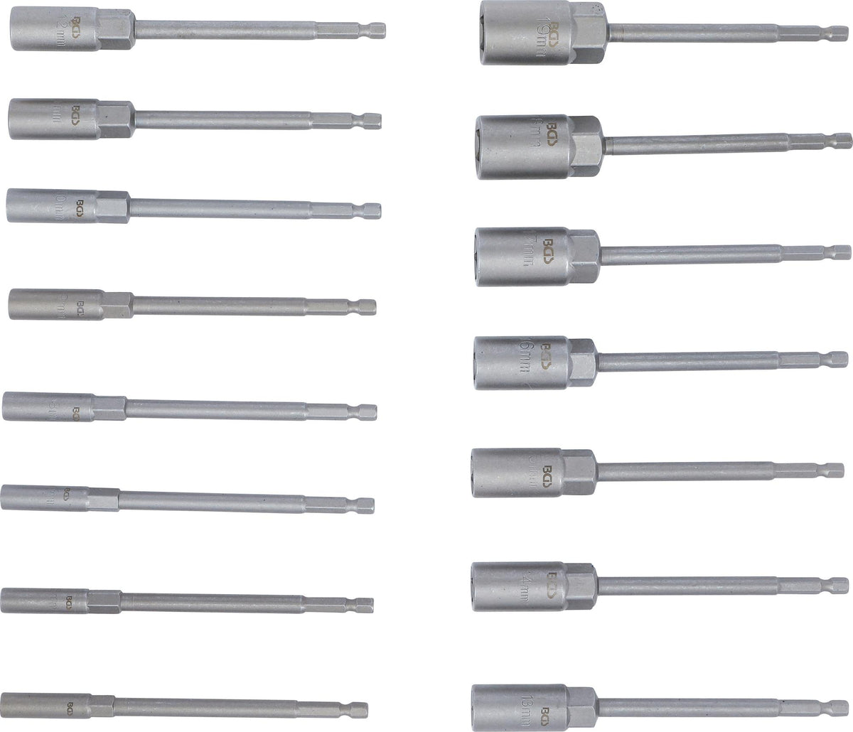 SOCKET SET, HEXAGON | EXTRA LONG | 6.3 MM (1/4") DRIVE | FOR ELECTRIC DRILLS | 5.5 - 19 MM | 15 PCS. (70147)
