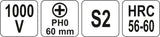 Izoliuotas atsuktuvas elektrikui | 1000V | PH0x60 mm (YT-2821)