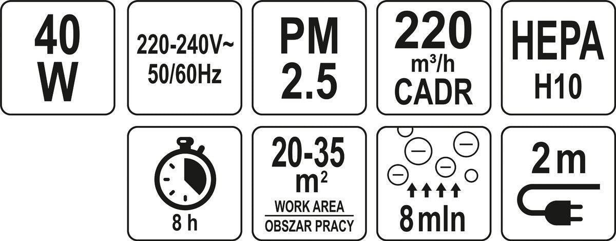 Oro valytuvas | galia 40W | 220 m3 / h (66930)