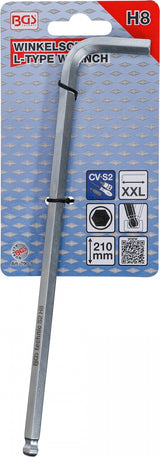 Šešiakampis raktas lenktas ilgas šarnyrinis 210 mm, 8.0 mm (790-8)