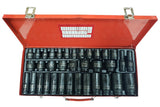 SET OF IMPACT SOCKETS LONG AND SHORT | CR-MO | 8 - 32 MM | 35 PCS. (SS35M)