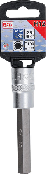 Бита, запрессованная в головку | длина 100 mm | 12,5 mm (1/2") | шестигранник 12 mm