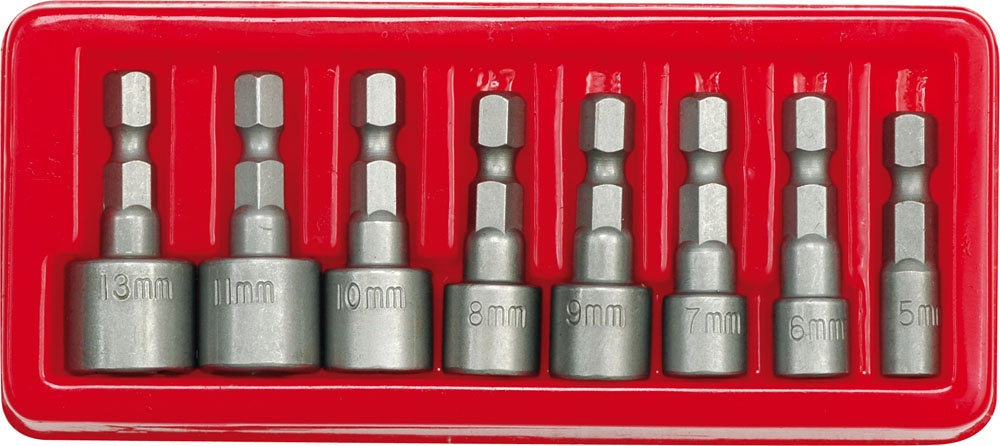 Antgalių-galvučių rinkinys | 6.3 mm (1/4") | 5-13 mm | 8 vnt. (66113)