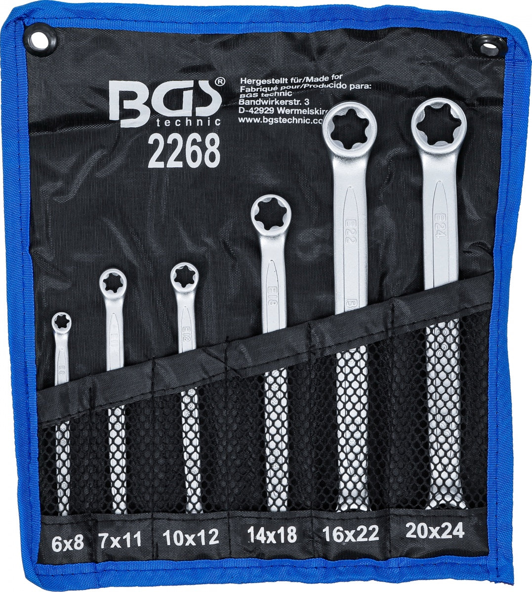 Raktų rinkinys E tipo (torx) galvutėmis | E6xE8 - E20xE24 | 6 vnt. (2268)