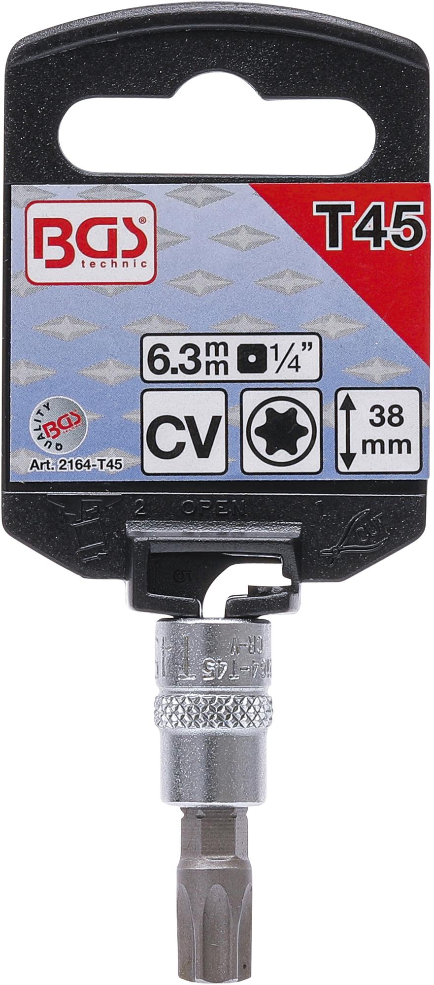Antgalis įpresuotas į galvutę | 6.3 mm (1/4") | T-Star (Torx) T45 (2164-T45)