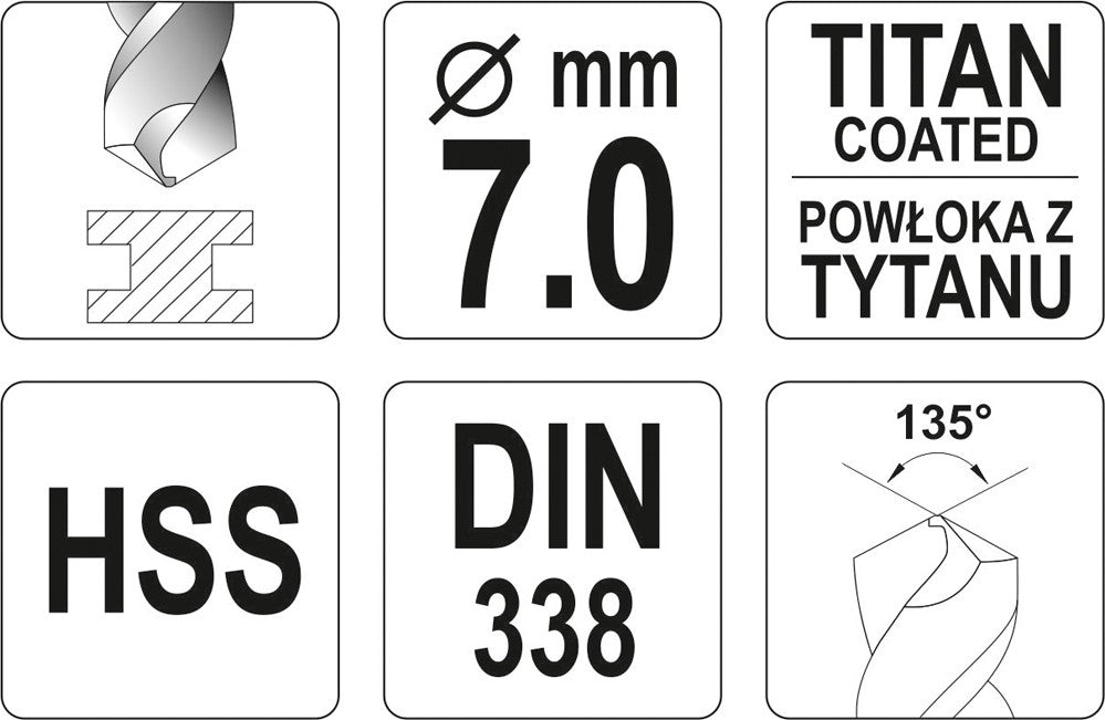 Сверло по металлу HSS-TIN 7.0 mm