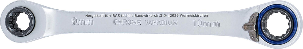 Reversinis terkšlinis raktas 4 viename | 8x9  / 10x11 mm (30809)