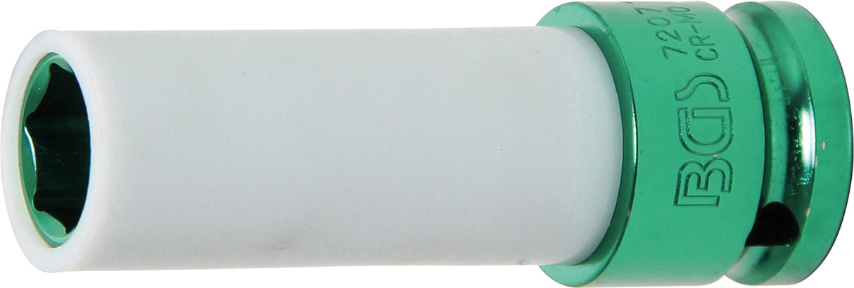 Galvutė smūginė ilga plonasienė | su plastikine apsauga | 12,5 mm (1/2") | 15 mm (7207)