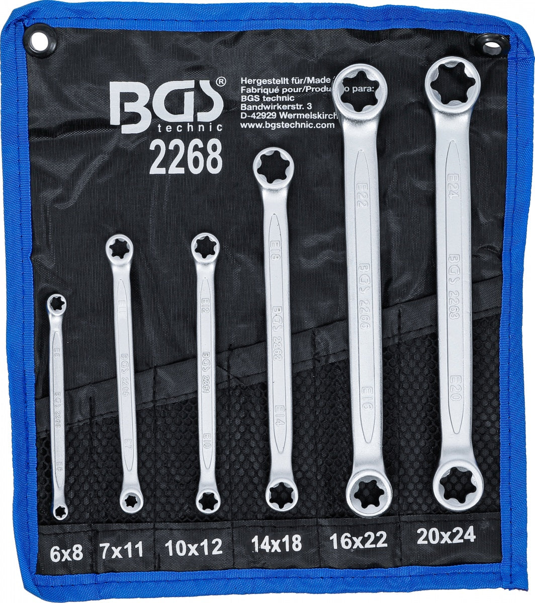 Raktų rinkinys E tipo (torx) galvutėmis | E6xE8 - E20xE24 | 6 vnt. (2268)