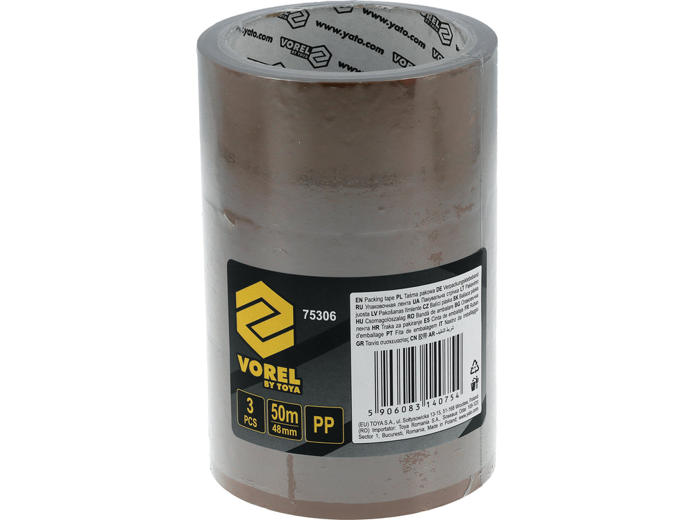 Lipni juosta ruda PP | 3 vnt | 48 mm X 50 m (75306)