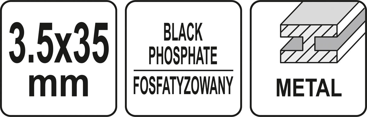 Savisriegiai į metalą | fosfatuoti | ant juostelės | 3,5 x 35 mm | 1000 vnt. (YT-09442)