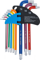 L-TYPE WRENCH SET | MULTICOLOUR | T-STAR (FOR TORX) WITH BALL HEAD T10 - T50 | 9 PCS. (74467)