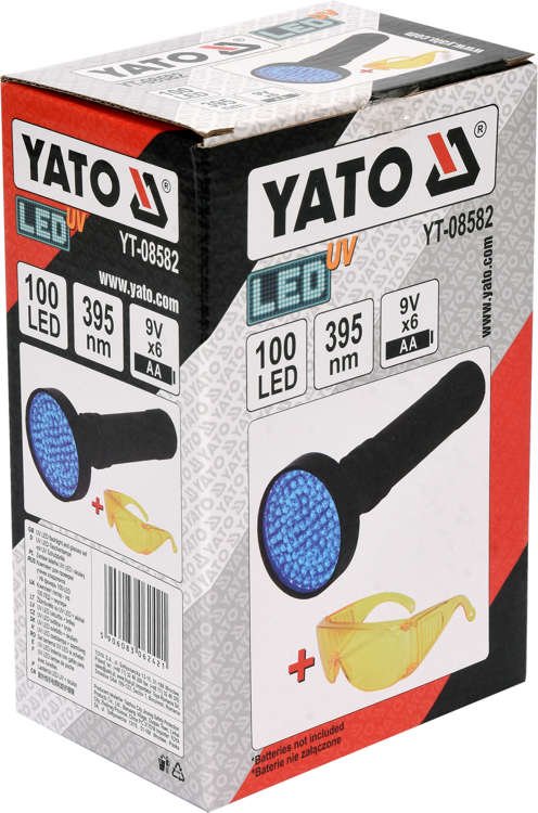 UV FLASHLIGHT 100 LED AND GLASSES SET (YT-08582)