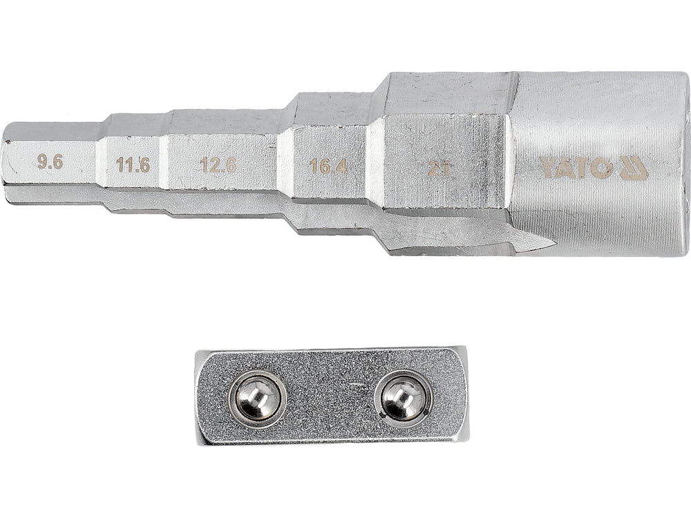 Raktas pakopinis | su adapteriu | 9.6 / 11.6 / 12.7 / 16.4 / 21 mm (YT-03319)