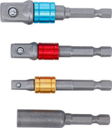 Adapterių rinkinys | spalvoti | 6.3 mm (1/4") | 6.3 mm (1/4") / 10 mm (3/8") / 12,5 mm (1/2") | 4 vnt. (20814)