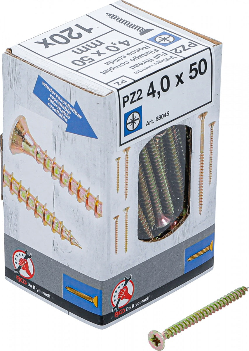 Универсальные шурупы | Cross Slot PZ2 | 4.0 x 50 mm | 120 шт.