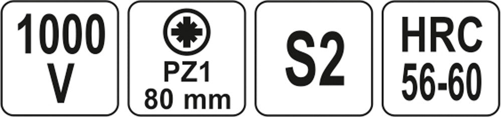 Izoliuotas atsuktuvas elektrikui | 1000V | PZ1x80 mm (YT-2825)