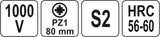 Izoliuotas atsuktuvas elektrikui | 1000V | PZ1x80 mm (YT-2825)