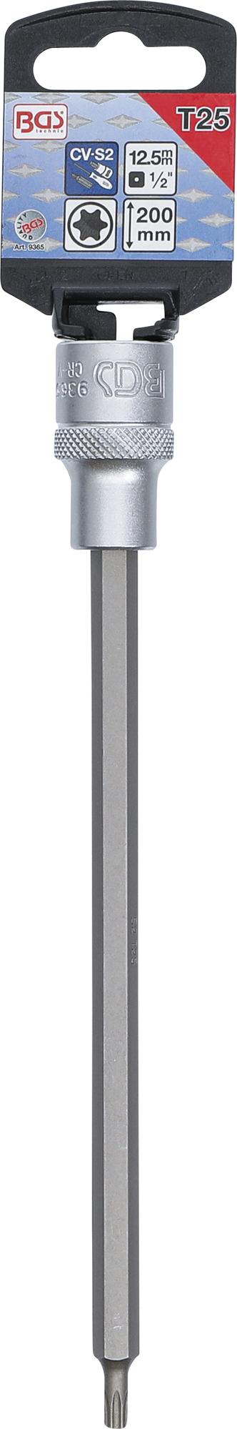 Antgalis įpresuotas į galvutę | ilgis 200 mm | 12,5 mm (1/2") | T-star (Torx) T25 (9365)