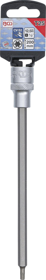 Antgalis įpresuotas į galvutę | ilgis 200 mm | 12,5 mm (1/2") | T-star (Torx) T25 (9365)