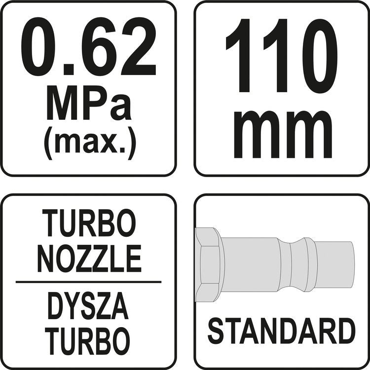 Oro pūtimo pistoletas | su turbo purkštuku | 110 mm (YT-23723)