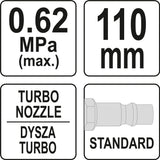Oro pūtimo pistoletas | su turbo purkštuku | 110 mm (YT-23723)