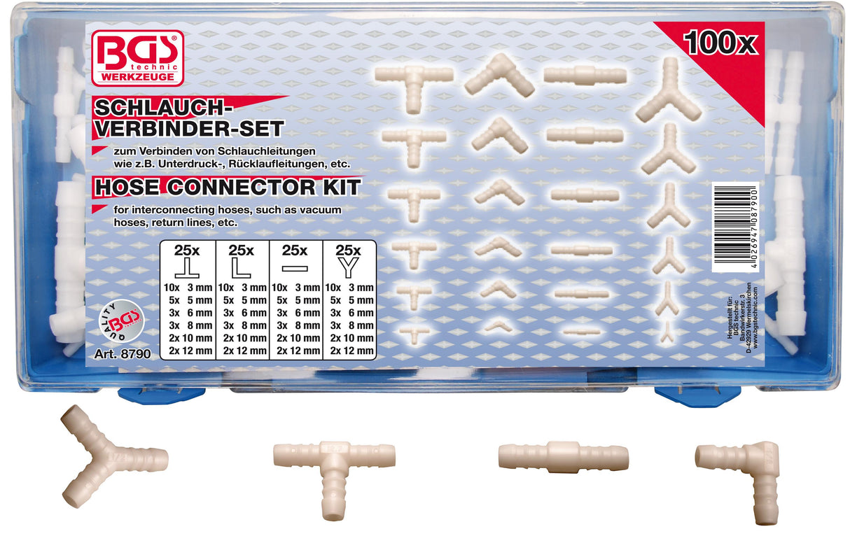 HOSE CONNECTOR ASSORTMENT | FUEL RESISTANT | 100 PCS. (8790)