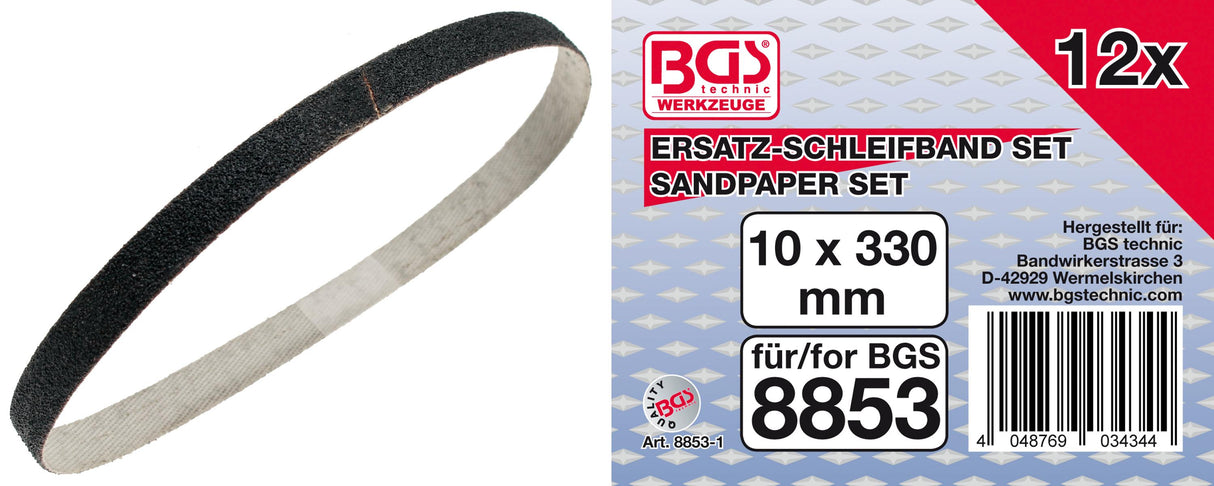 Šlifavimo diržas / juosta | 10 mm x 330 mm | 12 vnt.  BGS 8853 (8853-1)
