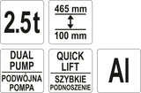 Domkratas ant ratukų | hidraulinis | aliuminis | 100-465 mm | 2.5 t. (YT-17205)