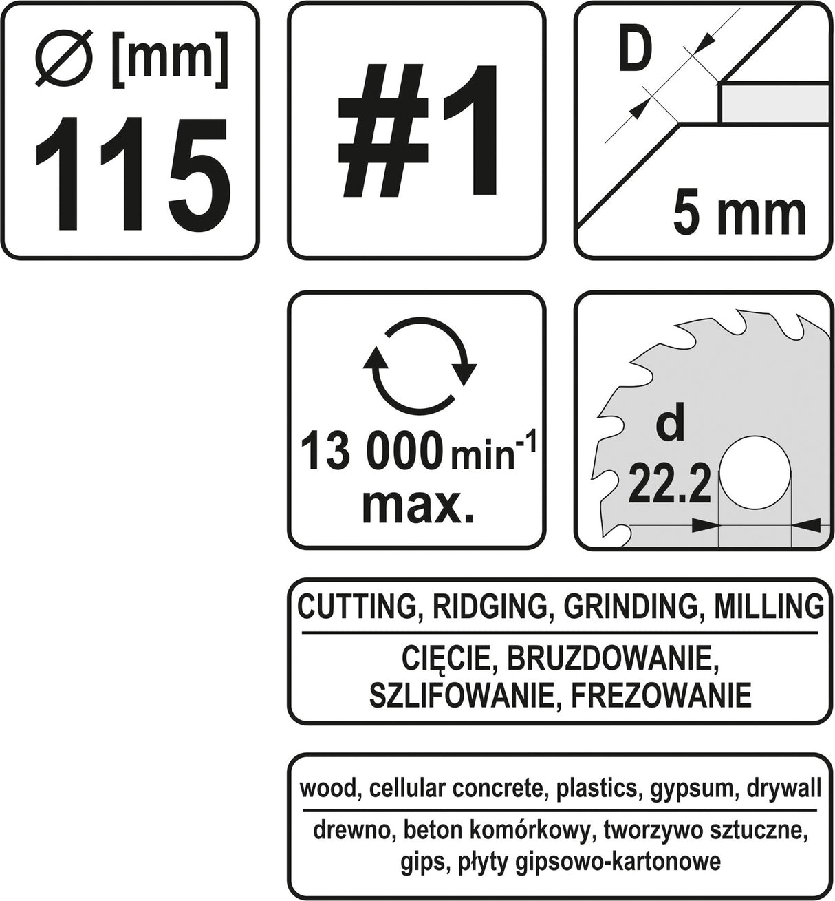Диск/фреза по дереву 115mm, No1