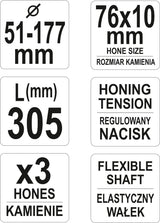 Cilindrų šveitiklis (Honas) 3-kojis | Ø 51 - 177 mm (YT-05812)