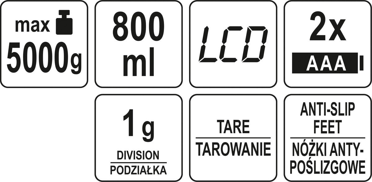 Virtuvinės svarstyklės su lėkšte | 800 ml (68361)