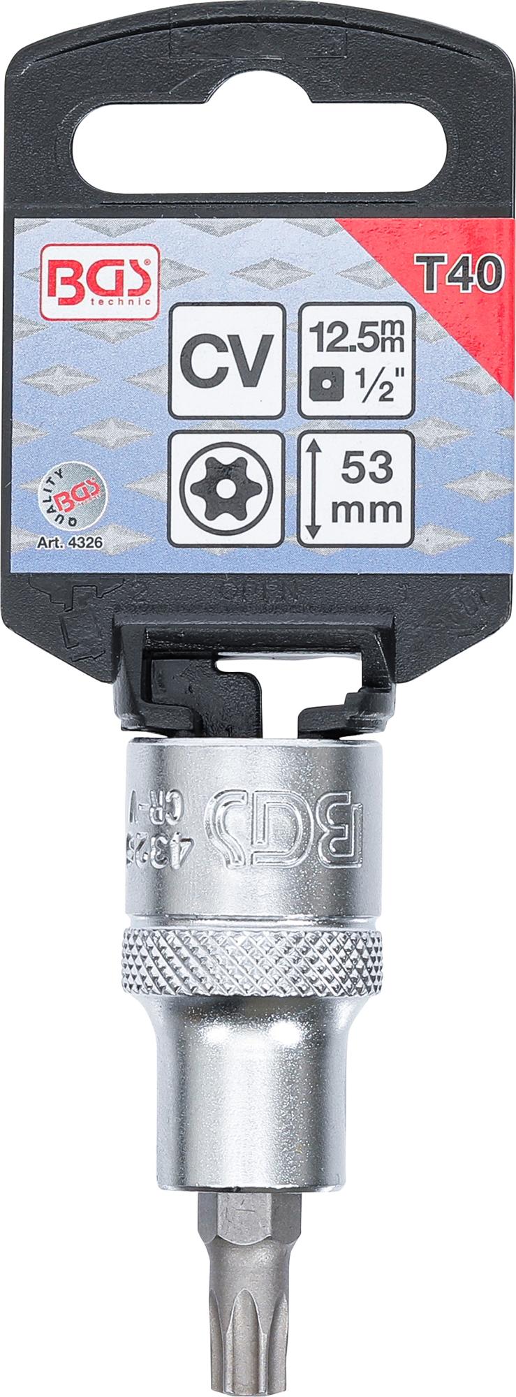Antgalis įpresuotas į galvutę | 12,5 mm (1/2") | T-Star su skyle (Torx) T40 (4326)