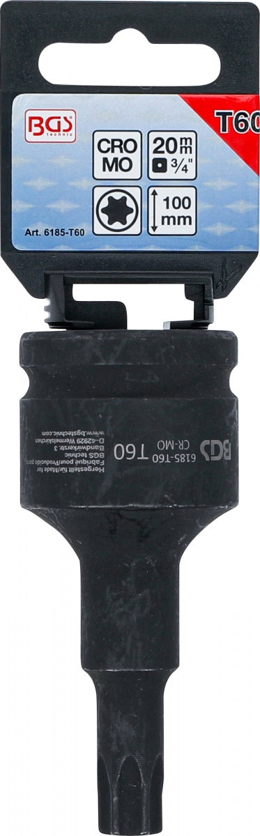 Smūginis antgalis | ilgis 100 mm | 20 mm (3/4") | T-Star (Torx) T60 (6185-T60)