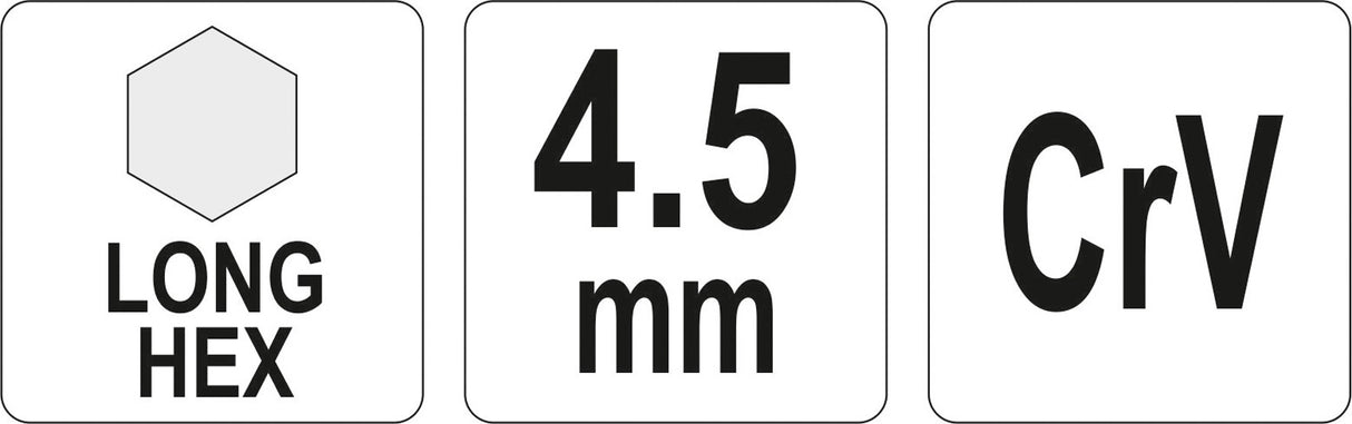 L tipo raktas | ilgas | hex šešiakampis | 4,5 mm (YT-05435)