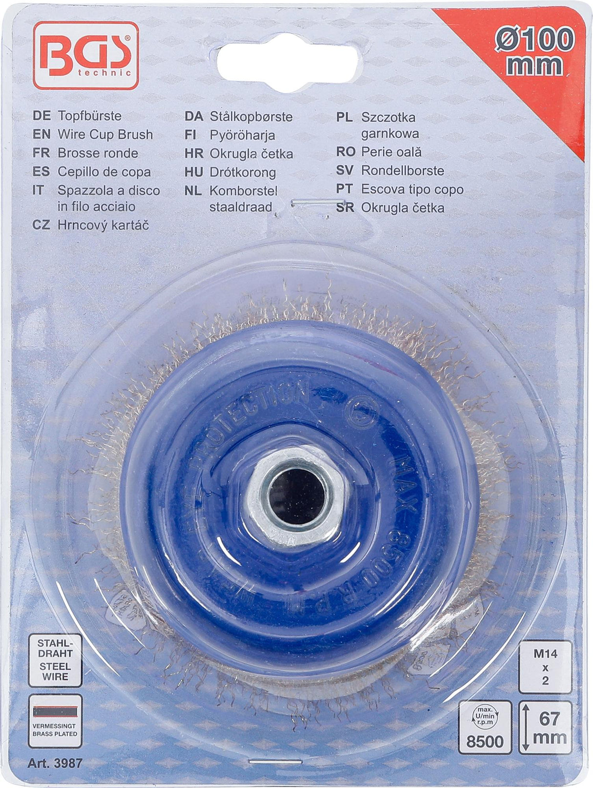 Šepetys vielinis puodo tipo | M14 x 2 | Ø 100 mm x 67 mm (3987)