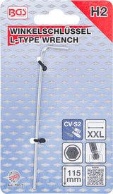 L tipo raktas | ilgiausias tipas | hex šešiakampis / hex šešiakampis su šarnyru | 2.0 mm (790-2)