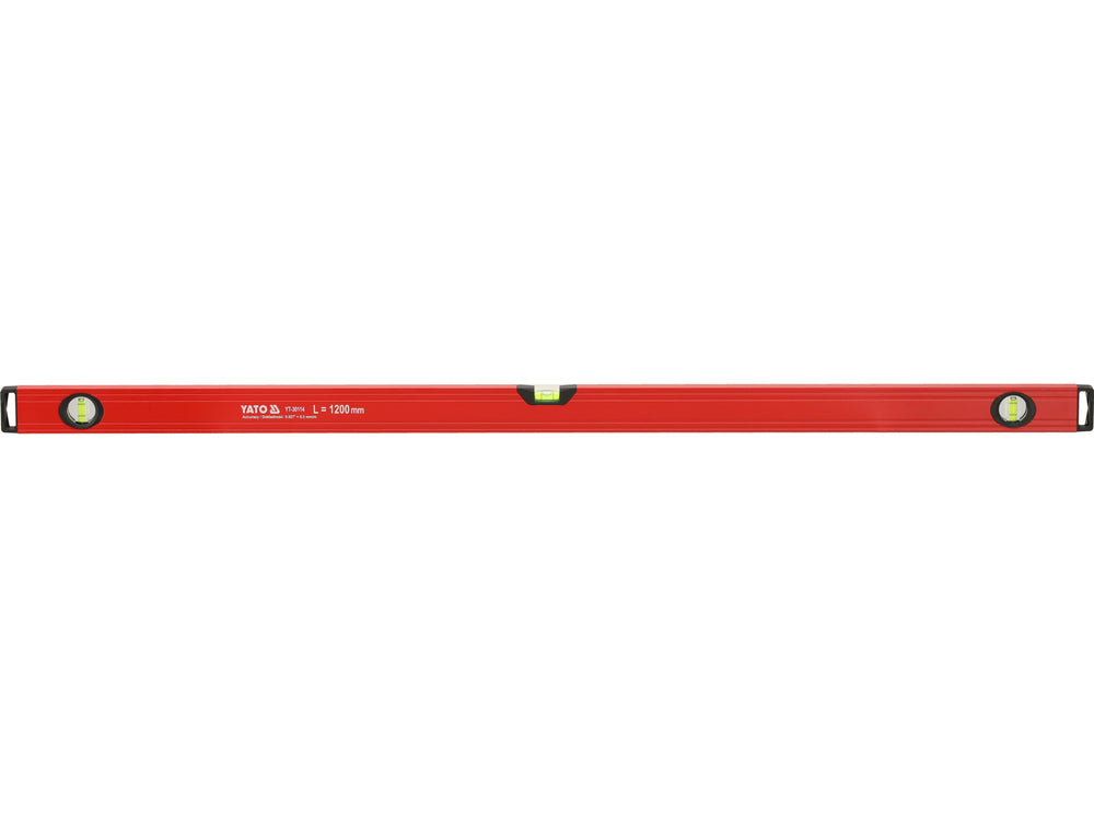 Gulsčiukas aliuminis | BOX level | 1200 mm | su rankenėlėmis | 3 akutės (YT-30114)