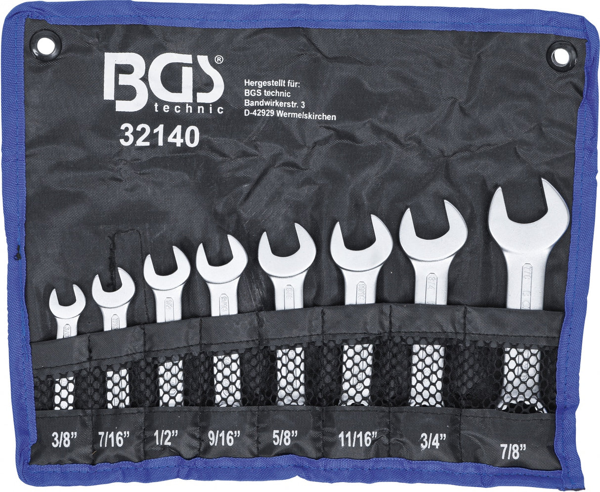 Kombinuotų raktų rinkinys | patrumpinti | Coliniai dydžiai | 3/8"- 7/8" | 8 vnt. (32140)